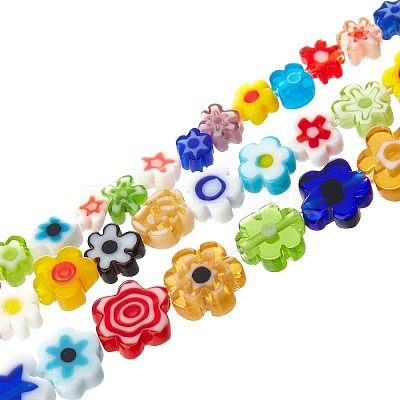 3 Strands 3 Style Handmade Millefiori Glass Bead Strands LAMP-OC0001-50B-1