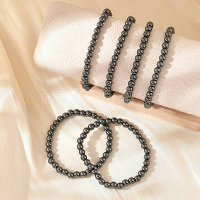 Synthetic Non-magnetic Hematite Beaded Stretch Bracelets BJEW-D446-B-22-1