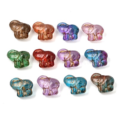 Baking Paint and Golden Metal Enlaced Glass Beads GL-CBA1477-22-1