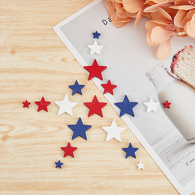 1 Bag Independence Day Theme Maple Wood Cabochons WOOD-FH0002-12-1
