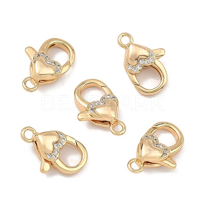 SHEGRACE Brass Micro Pave Clear Cubic Zirconia Lobster Claw Clasps XGRQ58178-754G-1