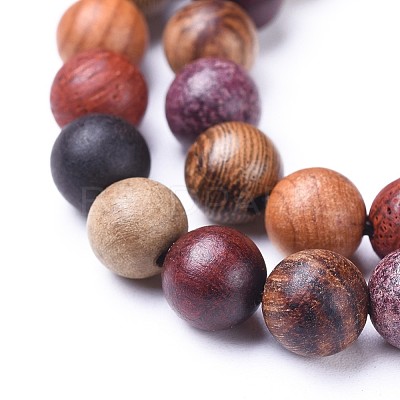 Natural Wood Beads Strands WOOD-F008-07-C-1