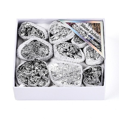 8~12Pcs Electroplated Natural Coal Quartz Geode Cornucopia Mineral Specimen G-N360-03D-1