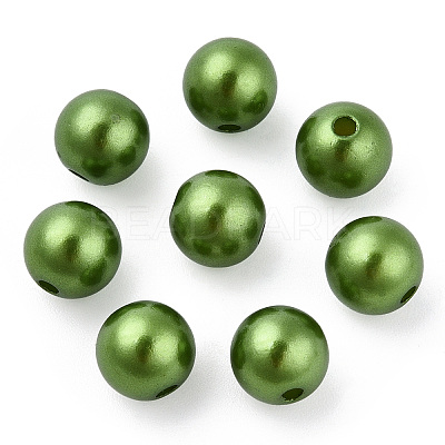 Spray Painted ABS Plastic Imitation Pearl Beads OACR-T015-05B-09-1