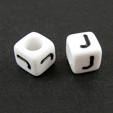 Letter Acrylic European Large Hole Beads X-OPDL-R050-10mm-J-1