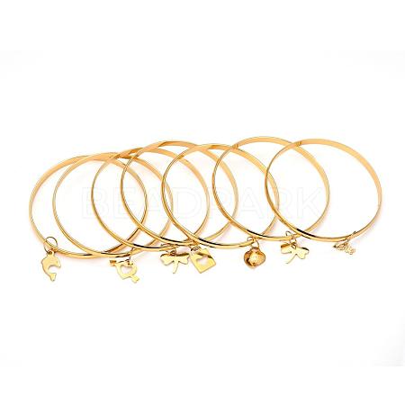 304 Stainless Steel Bangle Sets BJEW-O115-82-1