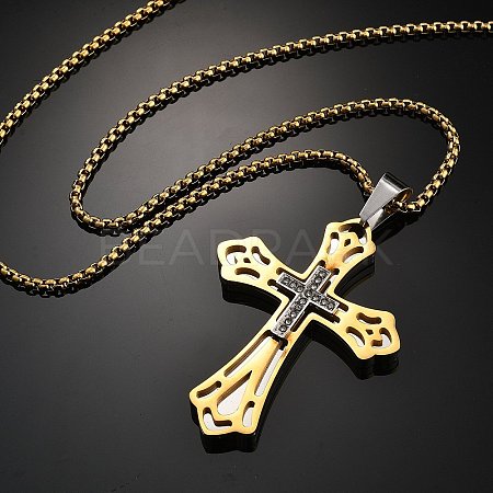 201 Stainless Steel Pendant Necklaces NJEW-H058-04GP-1