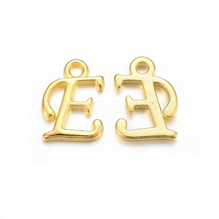 Golden Plated Alloy Letter Pendants X-PALLOY-J718-01G-E-1