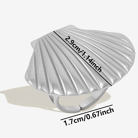 304 Stainless Steel Ocean Shell Beach Ring UR3075-1-1