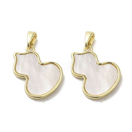 Brass Pave Shell Pendants KK-I708-14E-G-1
