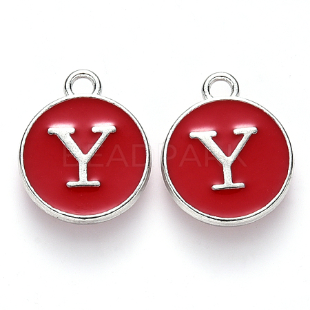 Platinum Plated Alloy Enamel Charms ENAM-S118-03Y-P-1