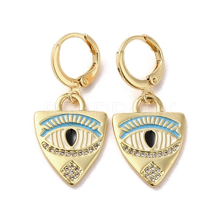 Horse Eye Real 18K Gold Plated Brass Dangle Leverback Earrings EJEW-Q797-24G-03-1