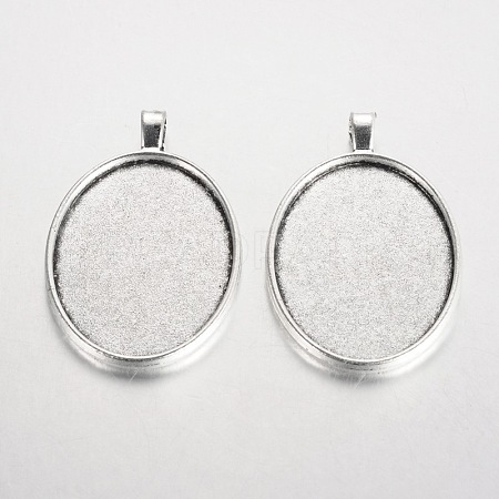 Oval Tibetan Style Alloy Big Pendant Cabochon Settings PALLOY-K109-05AS-RS-1