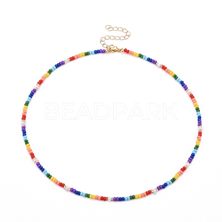 Glass Seed Beads Beaded Necklaces NJEW-JN03501-1