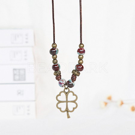 Alloy Pendant Waxed Cord Necklaces FS-WGBC2DA-11-1