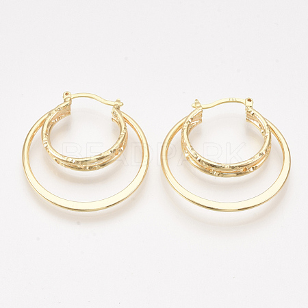 Brass Triple Hoop Earrings KK-T038-579G-NF-1