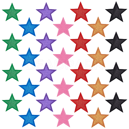 28Pcs 7 Colors Polyester Computerized Embroidery Cloth Iron on/Sew on Patches PATC-FG0003-19-1