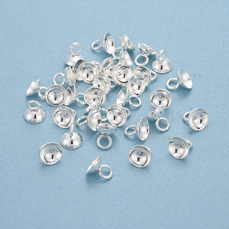201 Stainless Steel Bead Cap Pendant Bails STAS-L244-27D-S-1