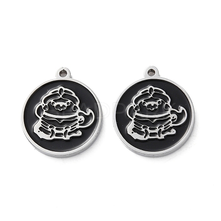 304 Stainless Steel Black Enamel Charms STAS-M102-17P-02-1
