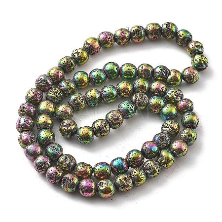 Electroplated Natural Lava Rock Beads Strands G-A251-B01-01H-1