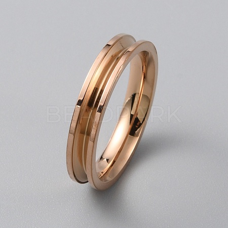 201 Stainless Steel Grooved Finger Ring Settings RJEW-WH0012-11C-1
