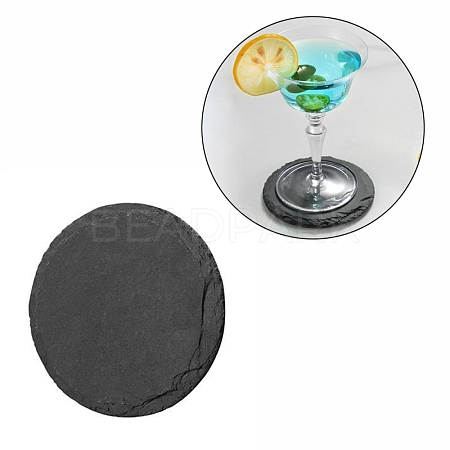 Natural Black Stone Cup Mat AJEW-G036-03-1