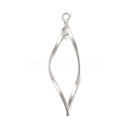 925 Sterling Silver Twisted Leaf Outline Connector Charms STER-R010-01P-1