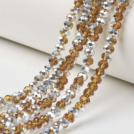 Electroplate Transparent Glass Beads Strands EGLA-A034-T3mm-M07-1
