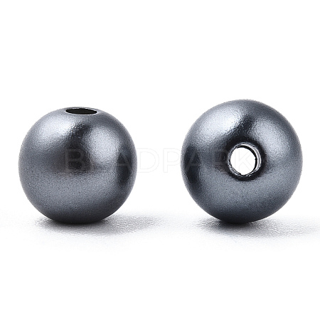 Spray Painted ABS Plastic Imitation Pearl Beads OACR-T015-05B-01-1