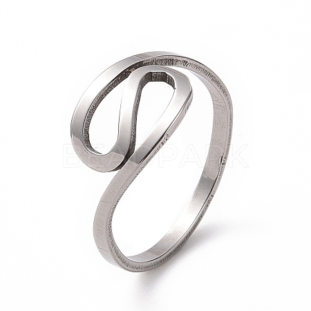 Non-Tarnish 201 Stainless Steel Wave Finger Ring RJEW-J051-31P-1