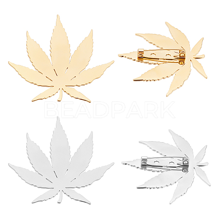 Unicraftale 4Pcs 2 Colors Leaf Brooch STAS-UN0034-82-1