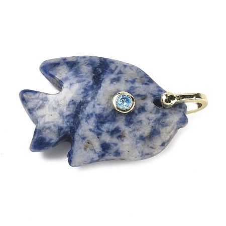 Natural Blue Spot Jasper Carved Pendants G-G460-01G-06-1