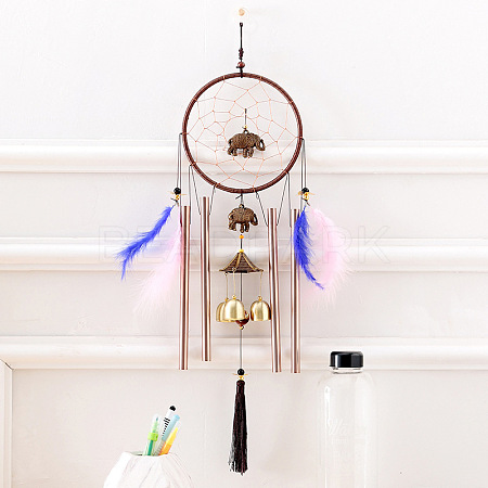 Woven Web/Net with Feather Pendant Decoration ELEP-PW0001-28-1