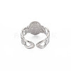 304 Stainless Steel Flat Round with Virgin Mary Open Cuff Ring for Women RJEW-S405-176P-2