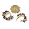 Natural Rhodochrosite Chips Braided Hoop Earrings EJEW-JE04940-12-2