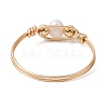 Copper Wire Wrapped Natural Cultured Freshwater Pearl Beads Finger Rings for Women RJEW-JR00775-01-4
