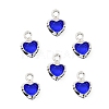 Heart Brass Glass Charms KK-S385-01S-05-1