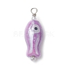 Fish Shaped Evil Eye Glazed Porcelain Pendants PALLOY-JF03803-3