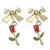 3 Pair 3 Style Enamel Rose with Bowknot Dangle Stud Earrings EJEW-JE05343-2