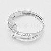 Adjustable Rhodium Plated 925 Sterling Silver Ring Components STER-K038-023P-3
