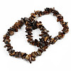 Unisex Chip Natural Tiger Eye Beaded Stretch Bracelets BJEW-S143-02-8