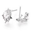925 Sterling Silver Stud Earring Findings Micro Pave Cubic Zirconia STER-T007-22P-1