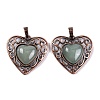 Natural Green Aventurine Peach Love Heart Pendants G-G158-01-15-1