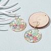 Transparent Epoxy Resin Flat Round with 3D Printed Flower Pattern Dangle Earrings EJEW-JE04580-2
