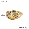 304 Stainless Steel Micro Pave Cubic Zirconia Finger Rings STAS-OY011-86G-2