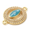 Rack Plating Brass Micro Pave Clear Cubic Zirconia Ring with Horse Eye Connector Charms KK-K385-98G-3