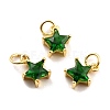 Brass Cubic Zirconia Charms KK-A156-05G-RS-2