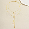304 Stainless Steel Letter Z Pendant Double Layered Y-shaped Long Lariat Necklaces for Women AE9765-5