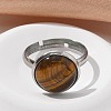 Half Round Natural Tiger Eye Finger Rings RJEW-M062-01P-08-4