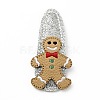 Christmas Gingerbread Man Glitter Gretel Fabric with PU leather Snap Hair Clips PHAR-G006-04P-2